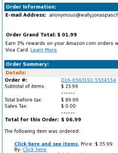 Ausschnitt aus der gefälschten Amazon-Bestellbestätigung